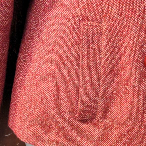 Mudd Red + White Hooded Double Breasted Wool Blend Peacoat - Picture 3 of 15